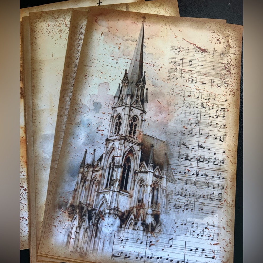 Junk Journal Papers Vintage Chapels 8 designs ephemera scrapbookingg